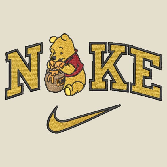 Nike Winnie The Pooh HOODIE Embroidered Adult Hooded Sweatshirt Honey Pot - Picture 1 of 4